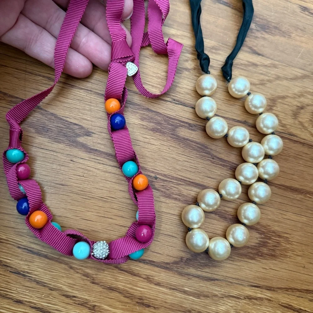 J Crew Crewcuts girls ribbon bead necklaces lot